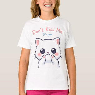 Camiseta No me beses el Ilustracion del gato Kawaii   Cute 