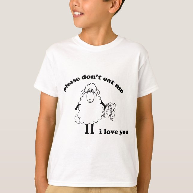 Camiseta No me coma por favor, te amo (las ovejas) (Anverso)