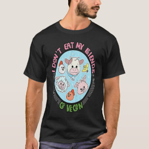 Camiseta No Me Como a Mis Amigos  Ve Vegano  Retro Agrietad