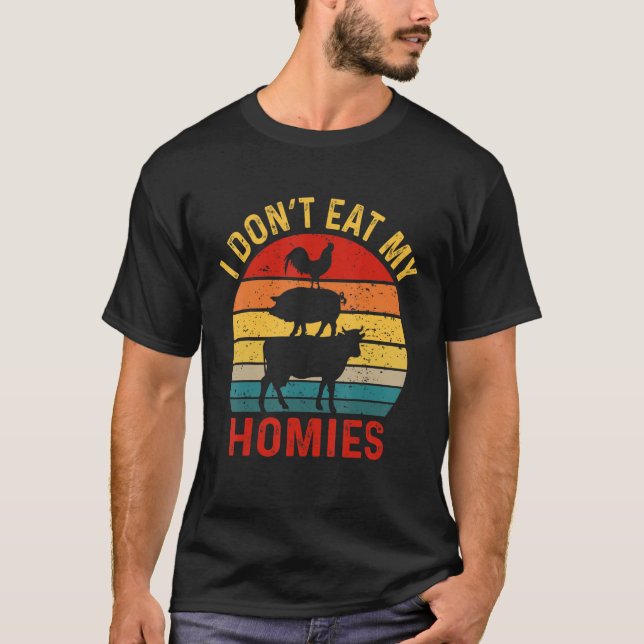Camiseta No me como a mis casas raras y vagas vegetarianas  (Anverso)