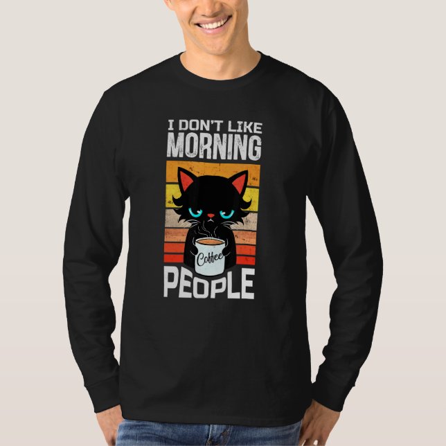 Camiseta No Me Gusta El Gato De La Mañana Con Café (Anverso)
