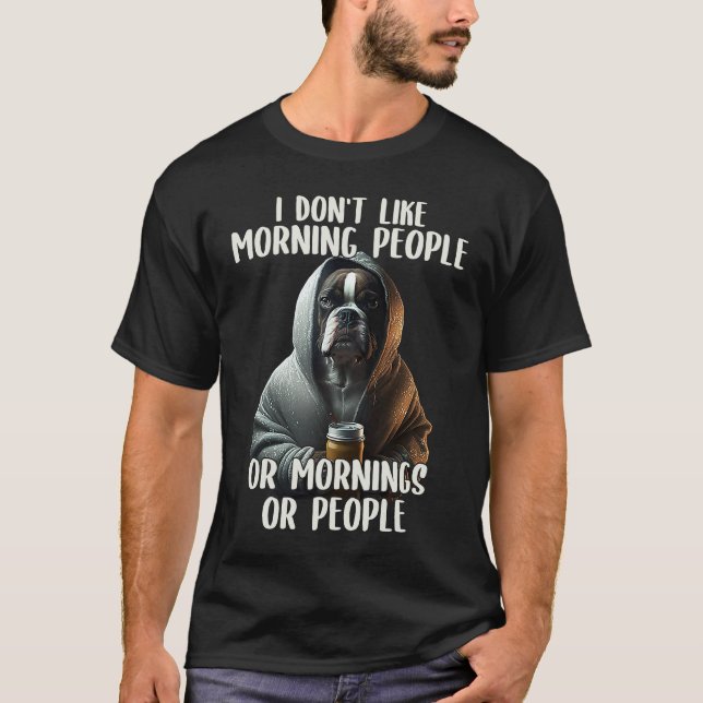 Camiseta No Me Gustan Las Personas Mañaneras Café & Perro S (Anverso)