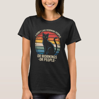 Camiseta No Me Gustan Las Personas Mañaneras Divertido Gato