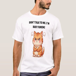 Camiseta No me hables, estoy ocupado enfadado Gato naranja 