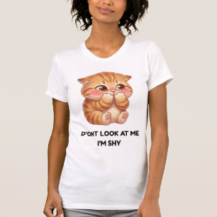 Camiseta No me mires, soy tímido Gatito naranja lindo