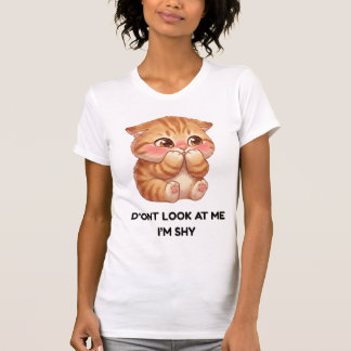 Camiseta No me mires, soy tímido Gatito naranja lindo