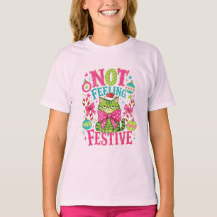 Camiseta No me siento festivo con Grunge de gato infeliz