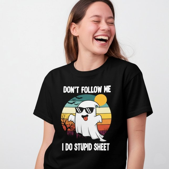 Camiseta No me sigas, hago bromas estúpidas de gafas de hoj (Subido por el creador)