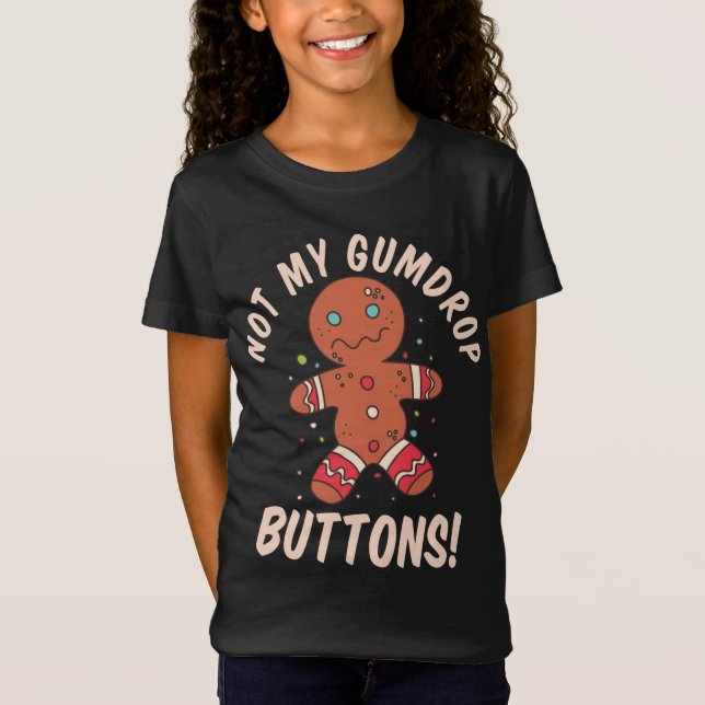 Camiseta No mis botones de Gumdrop Gingerbread Man Navidade (Anverso)