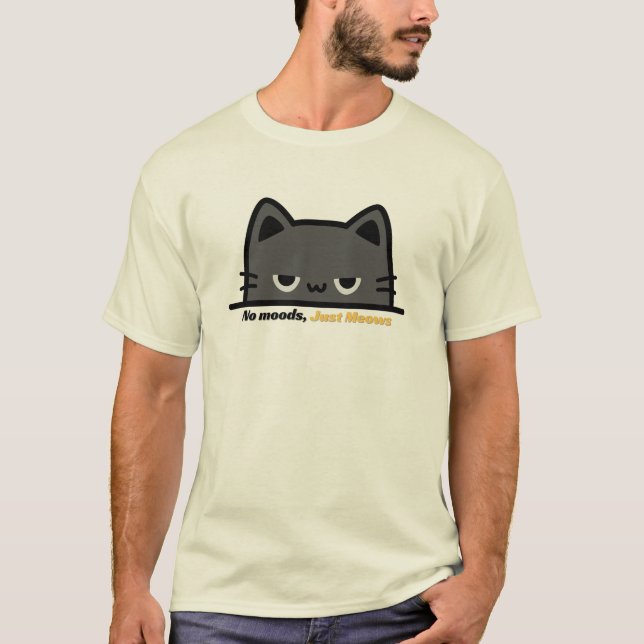 Camiseta No mood, just meows - grumpy cartoon cat design (Anverso)