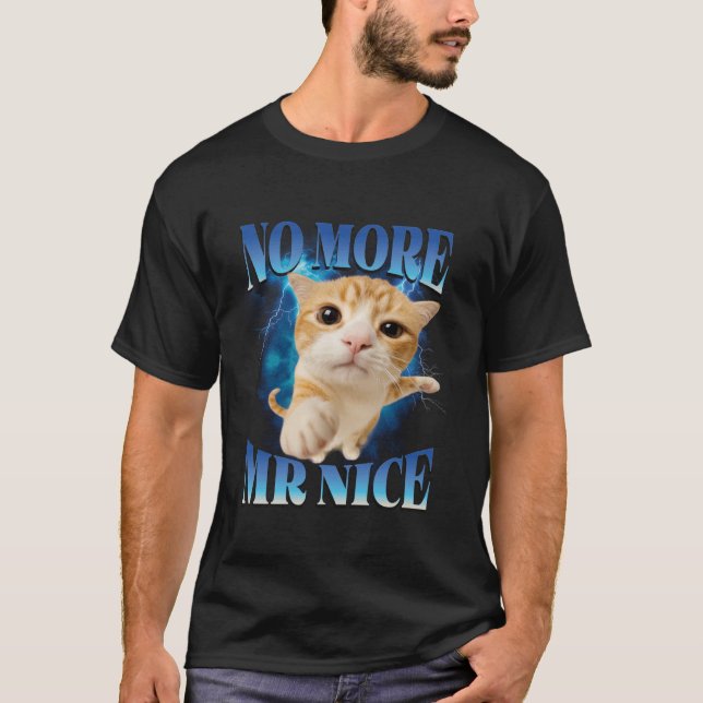 Camiseta No More Mr Nice Humor Unhinged Brainrot Funny cat  (Anverso)