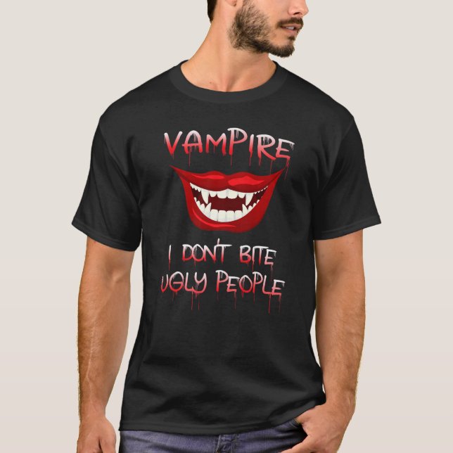 Camiseta No muerdo el vampiro de Halloween (Anverso)