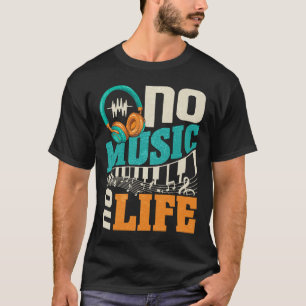 Camiseta No Music No Life with Headphones Heartbeat Musical
