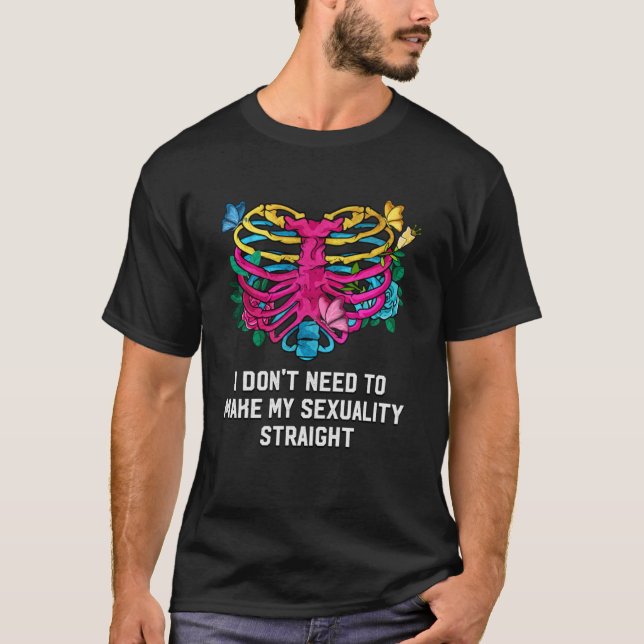 Camiseta No necesito hacer mi sexualidad directa Pansexua (Anverso)