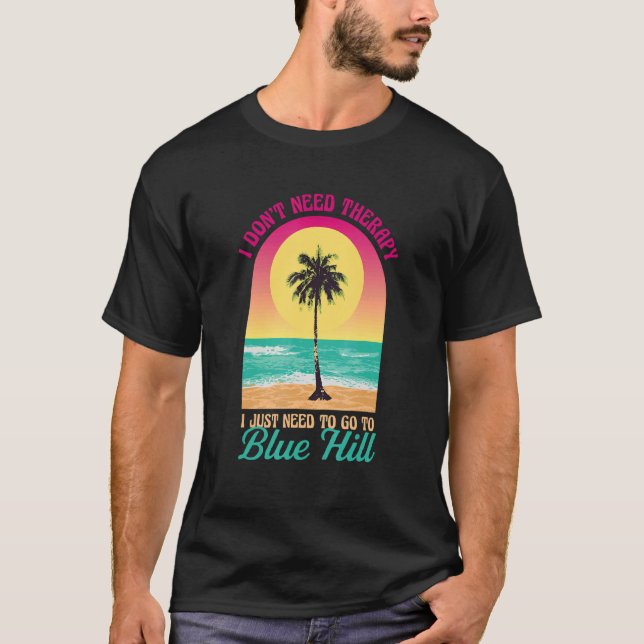 Camiseta No necesito terapia Blue Hill Beach Maine Ocean S (Anverso)