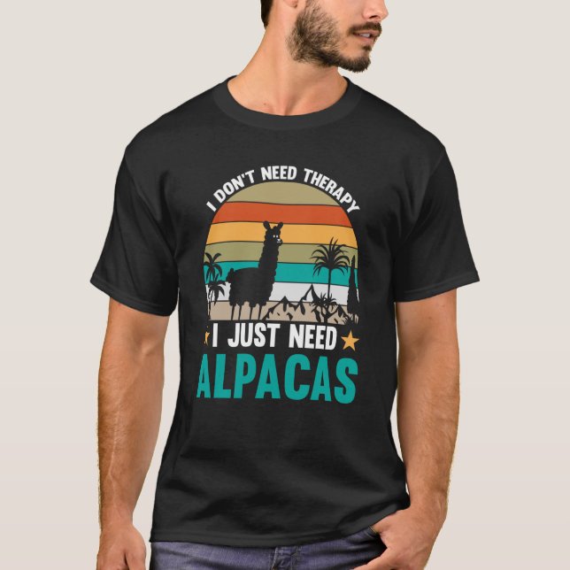 Camiseta No necesito terapia solo necesito a Alpacas (Anverso)