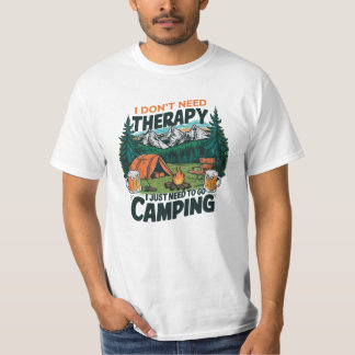 CAMISETA NO NECESITO TERAPIA SÓLO NECESITO IR A CAMPING