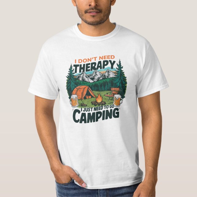 CAMISETA NO NECESITO TERAPIA SÓLO NECESITO IR A CAMPING (Anverso)