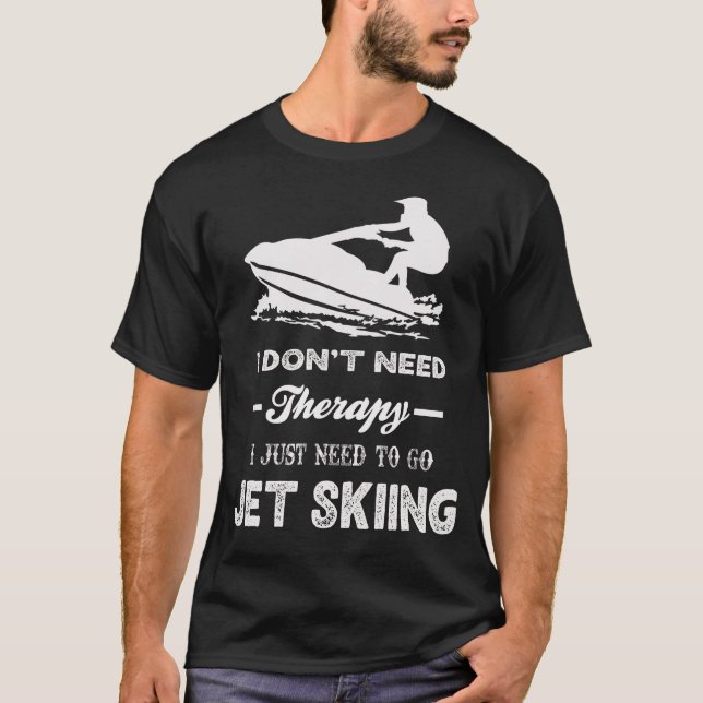 Camiseta No necesito terapia solo necesito ir a esquiar JET (Anverso)