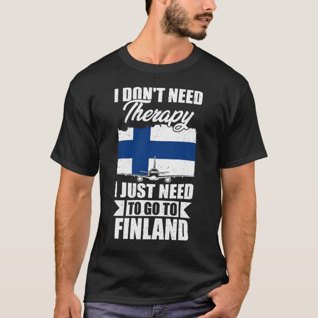 Camiseta No necesito terapia, solo necesito ir a Finlandia (Anverso)