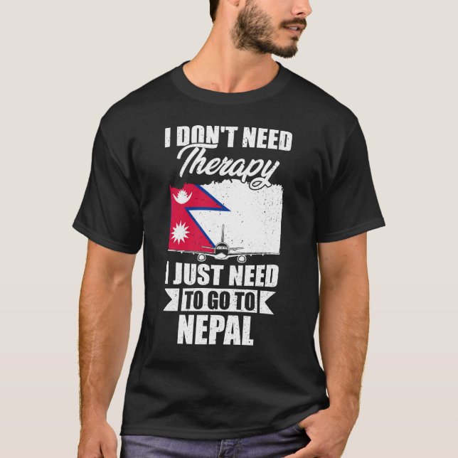 Camiseta No necesito terapia, solo necesito ir a Nepal (Anverso)