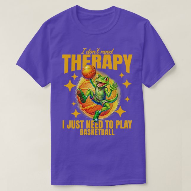 Camiseta no necesito terapia solo necesito jugar al básquet (Diseño del anverso)