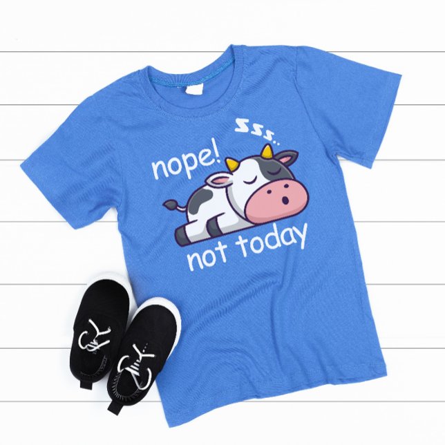 Camiseta No, no es hoy el texto gris del Ilustracion de vac (nope not today boy kids t-shirt)