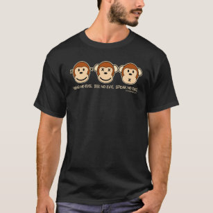 Camiseta No oiga ningún mono del mal