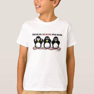 Camiseta No oiga ningún pingüino malvado