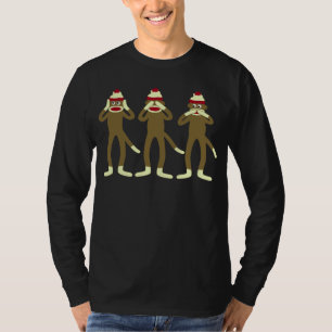 Camiseta No oiga, vea, hable ningún mono del calcetín del