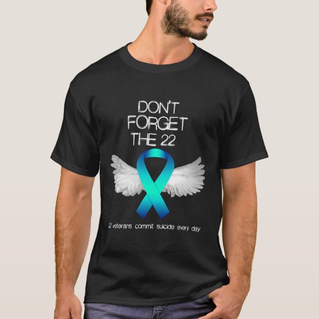 Camiseta No olviden los 22 veteranos advertencias de suicid (Anverso)