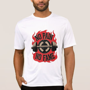 Camiseta No Pain No Fame Emblema de Gimnasio Vintage Angust