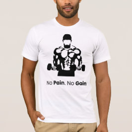 Camiseta No Pain No Gain Bodybuilding & Fitness Gym T-Shirt