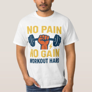 Camiseta No Pain No Gain – Diseño Motivacional de Fitness