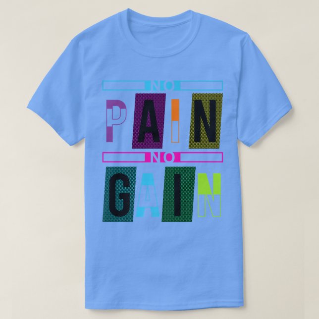 Camiseta No Pain No Gain Fitness Gym Inspirational Motivati (Diseño del anverso)
