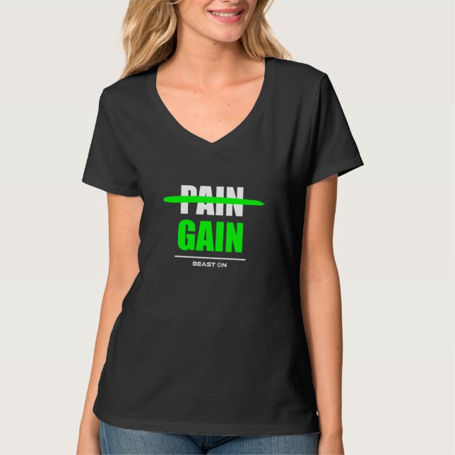 Camiseta No Pain no Gain green Workout Fitness Motivation G (Anverso)