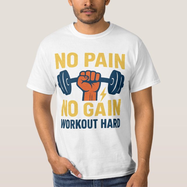 Camiseta No Pain No Gain – Motivational Fitness Design (Anverso)
