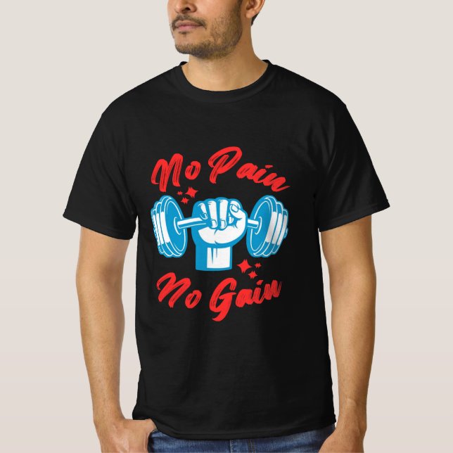 Camiseta No Pain No Gain – Motivational Gym T-Shirt for Men (Anverso)