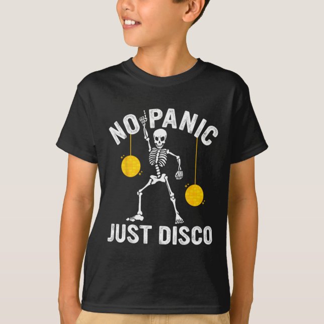 Camiseta No Pánico Sólo Disco Funny Skeleton Dancing Gótico (Anverso)