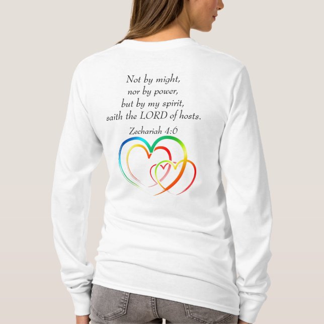 Camiseta No por Might - Zechariah 4:6  (Reverso)