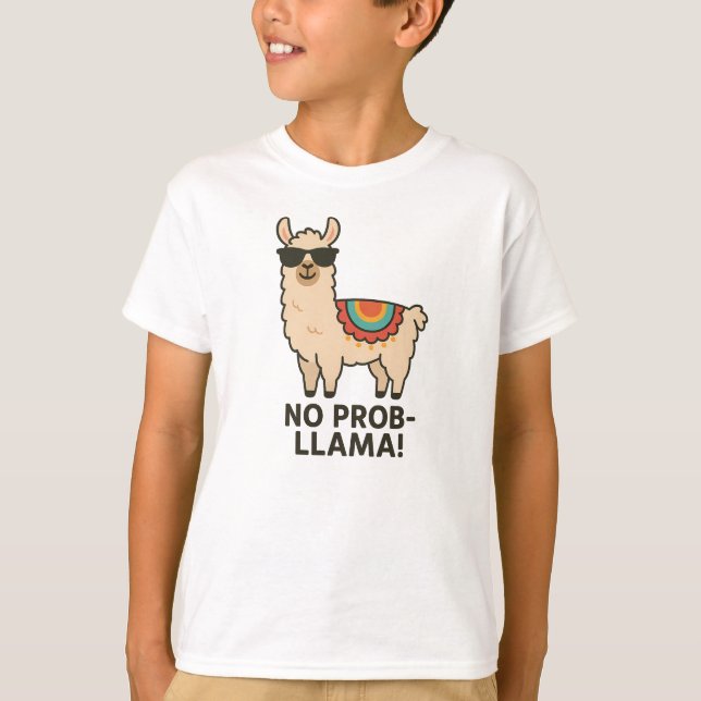 Camiseta No Prob-Llama Cool Beige Llama Design (Anverso)