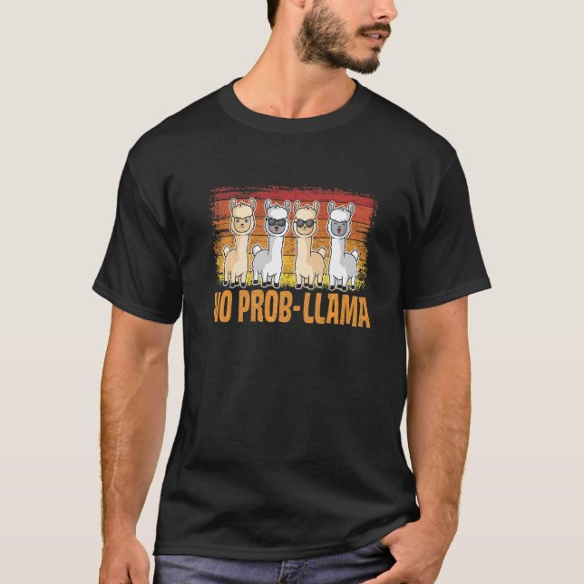 Camiseta No Prob Llama Mens Women Animal   Llama Retro  2 (Anverso)