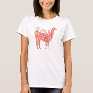 Camiseta No Prob Llama purpurina de coral rosa resplandecie