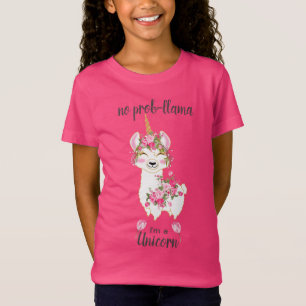 Camiseta No Prob-Llama - Soy unicornio - Floral rosa
