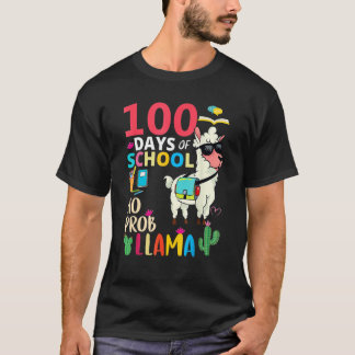 Camiseta No Probllama 100 Days Of School LLama Teachers