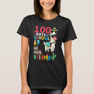 Camiseta No Probllama 100 Days Of School LLama Teachers