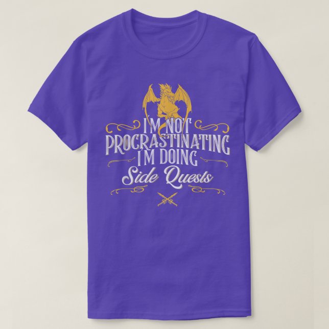 Camiseta No Procrastinando las misiones laterales Funny RPG (Diseño del anverso)