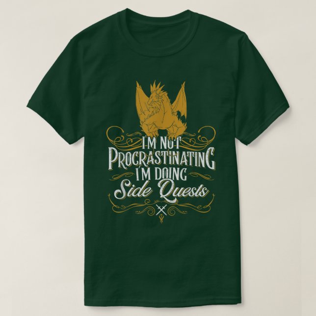 Camiseta No Procrastinando las misiones laterales Funny RPG (Diseño del anverso)