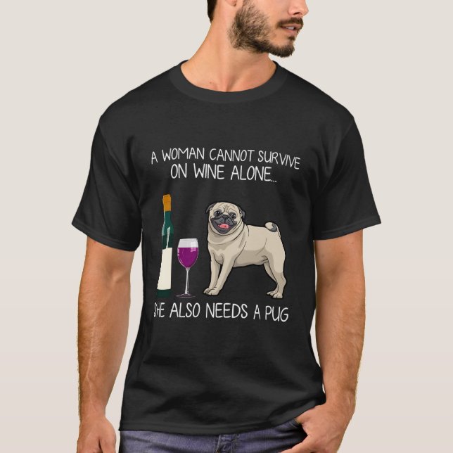 Camiseta No Puede Sobrevivir Solo Con El Vino Que También N (Anverso)