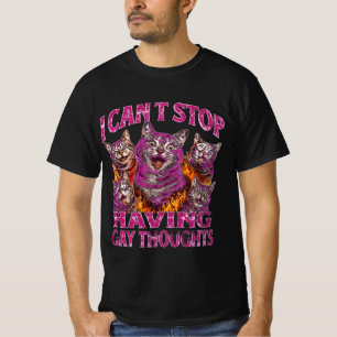 Camiseta No Puedo Dejar de Tener Pensamientos Gays Gato Mem
